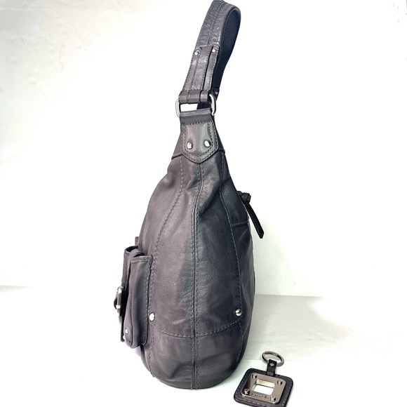 Tignanello Gray Leather Hobo Shoulder Bag - Picture 3 of 14